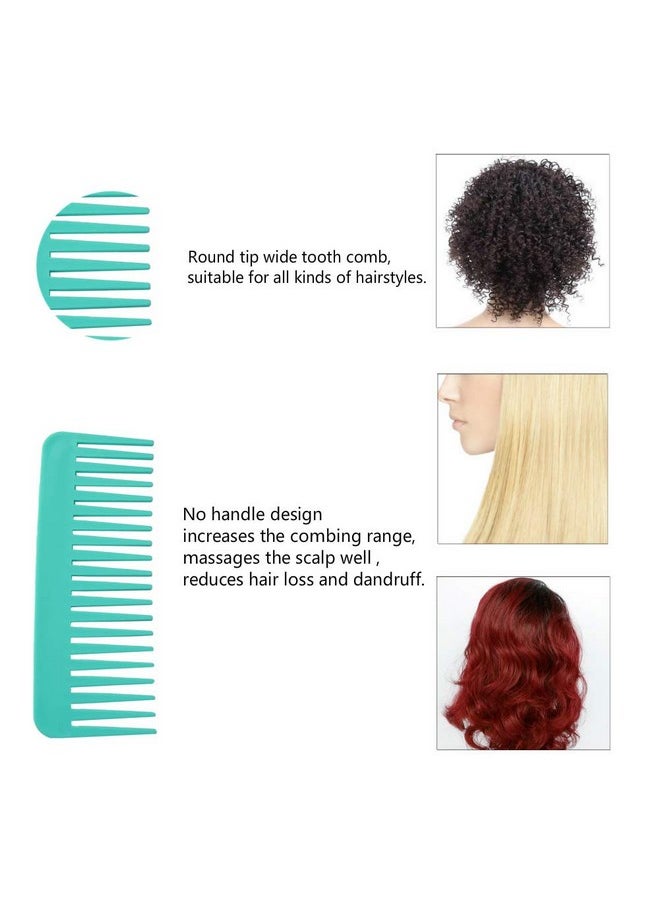NuAngela NuAngela Wide Tooth Hair Comb No Static, Detangling Styling Comb For Thick Long Curly Hair, No Handle Round Teeth, Reduce Hair Loss&Breakages, Shower Shampoo Detangler Comb For Women Men (Cyan)  - Image 2