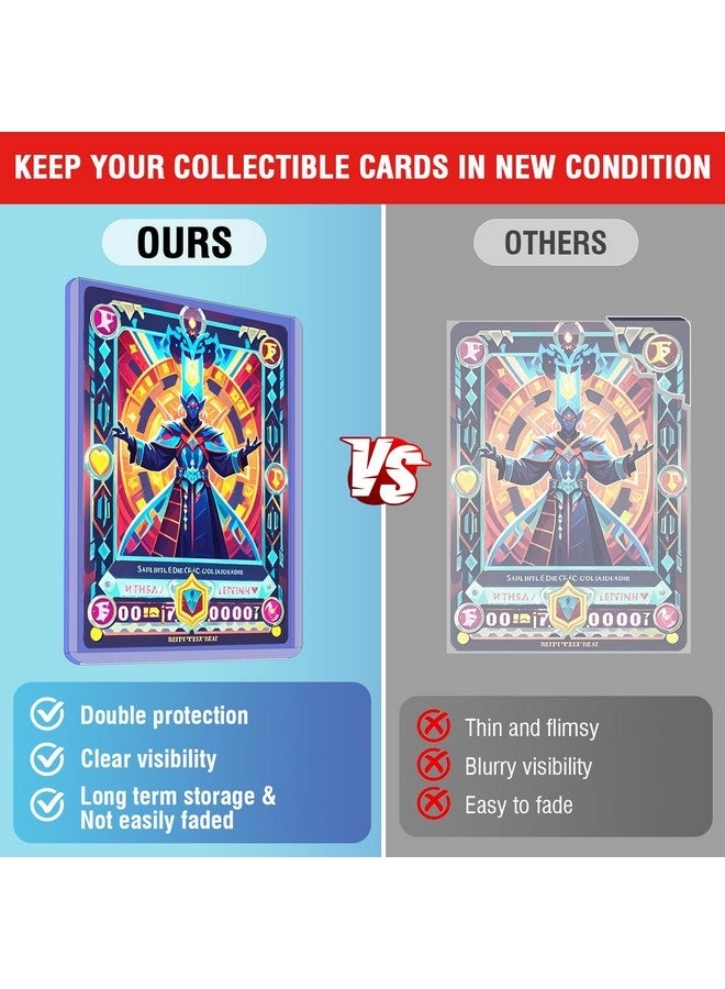 AMORIX 1000 Trading Cards Sleeves Top Loads, 3"X4" Baseball Card Protectors Hard Plastic, Toploads Binder Penny Sleeves for Sports Football Game (500 Hard Loads + 500 Soft Sleeves) - Image 4