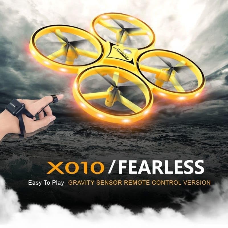 SVRC Hand Gesture Controlled Mini Flying Drone with Smart Watch Controlled Quadcopter LED Infrared Induction Toy Yellow - Image 5