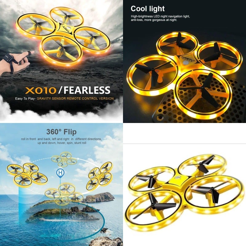 SVRC Hand Gesture Controlled Mini Flying Drone with Smart Watch Controlled Quadcopter LED Infrared Induction Toy Yellow - Image 1