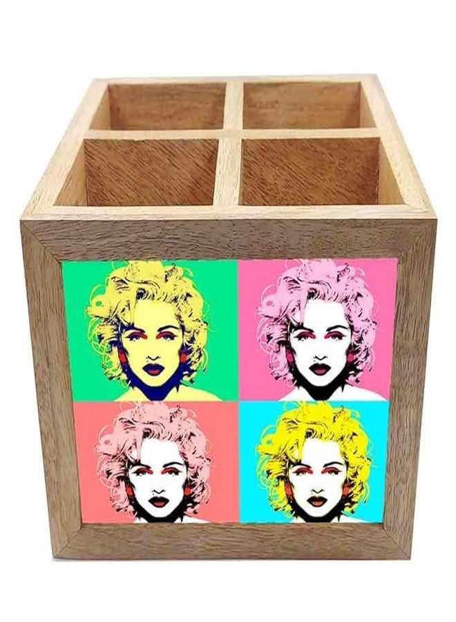 Nutcase Wooden Cutlery Stand Holder Silverware Caddy Spoons Forks Knives Organizer for Dining Table & Kitchen -Made in India-Spoons NOT Included - Girl Art - Image 4