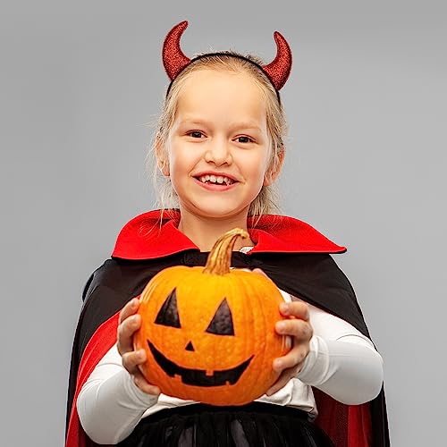 Parma77 Glitter Devil Horns Headband, Red Devil Horns Devil Costume for Women Men Girls, Halloween Fancy Dress Cosplay Hairband (Red) - Image 5