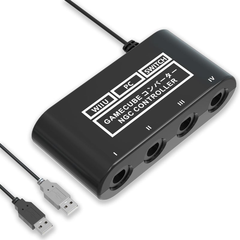 pdobq Gamecube Controller Adapter for Nintendo Switch/Switch 2/ Switch OLED Gamecube Adapter, Super Smash Bros Choice for Wii u/Switch/PC USB, Support 4 Gamecube Controller and 180cm Long Data Cable - Image 1