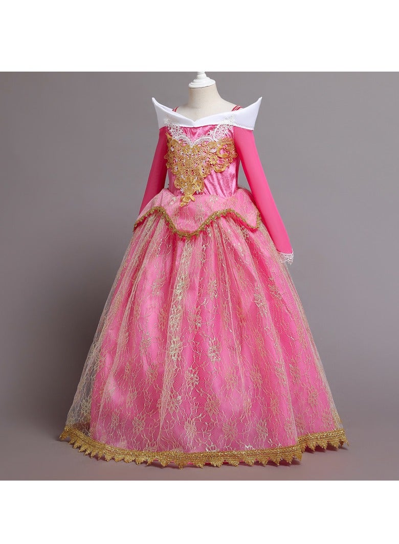 MIXDE Pretend Princess Skirt Set with Crown Gloves and Magic Wand for Evenning Party Performance 100cm Height Kids  - Image 3