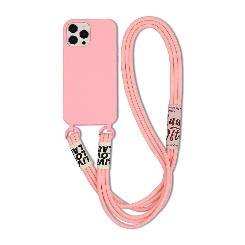 Mobile phone shell women's new crossbody lanyard mobile phone shell for Apple 14Promax milk tea wholesale one-piece delivery - Image 5