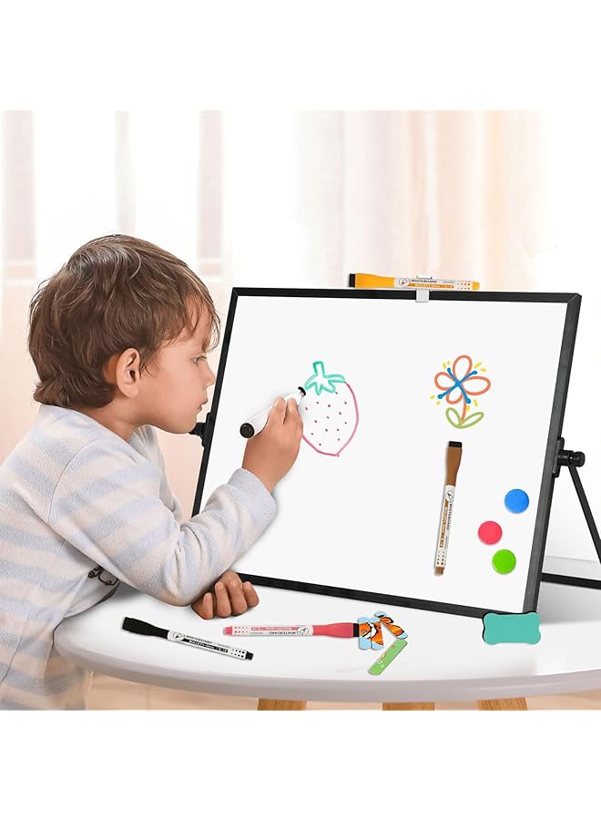 إيروريكس سبورة بيضاء مغناطيسية لسطح المكتب مقاس 16 بوصة × 12 بوصة مع حامل، سبورة بيضاء محمولة صغيرة للتقويم للكتابة والرسم والمكتب والمنزل والمدرسة - Image 5