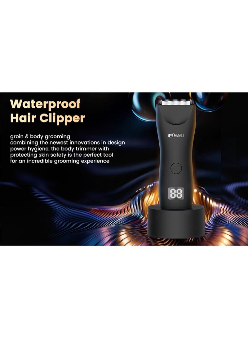 ENSSU Waterproof Wet & Dry Cordless Hair Trimmer-Clipper offers maximum control & comfort for users of all ages - high-performance 6000 RPM Motor, nick-free trimming on sensitive areas including the groin, pubic region, beard and body. - Image 4