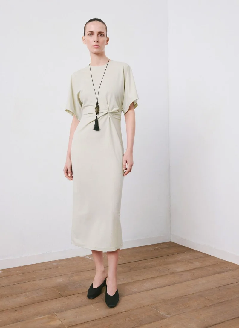 مانجو Side gathered details dress