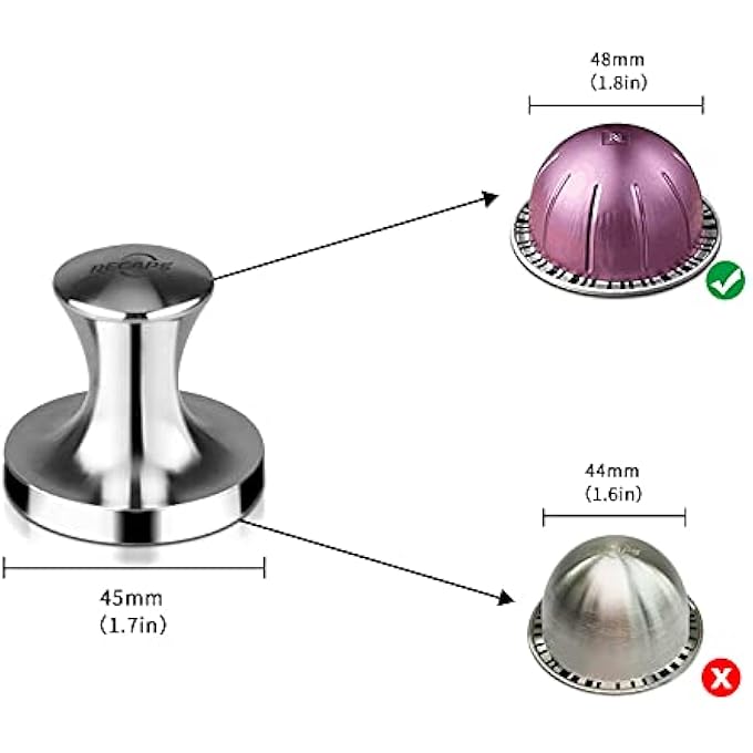 ريكابس مجموعة حامل أداة التعبئة المتوافقة مع كبسولات قهوة فيرتو لاين، قابلة لإعادة التعبئة، فلتر قهوة فيرتو قابل لإعادة الاستخدام، 1 أداة تعبئة وحامل و30 غطاء - Image 3