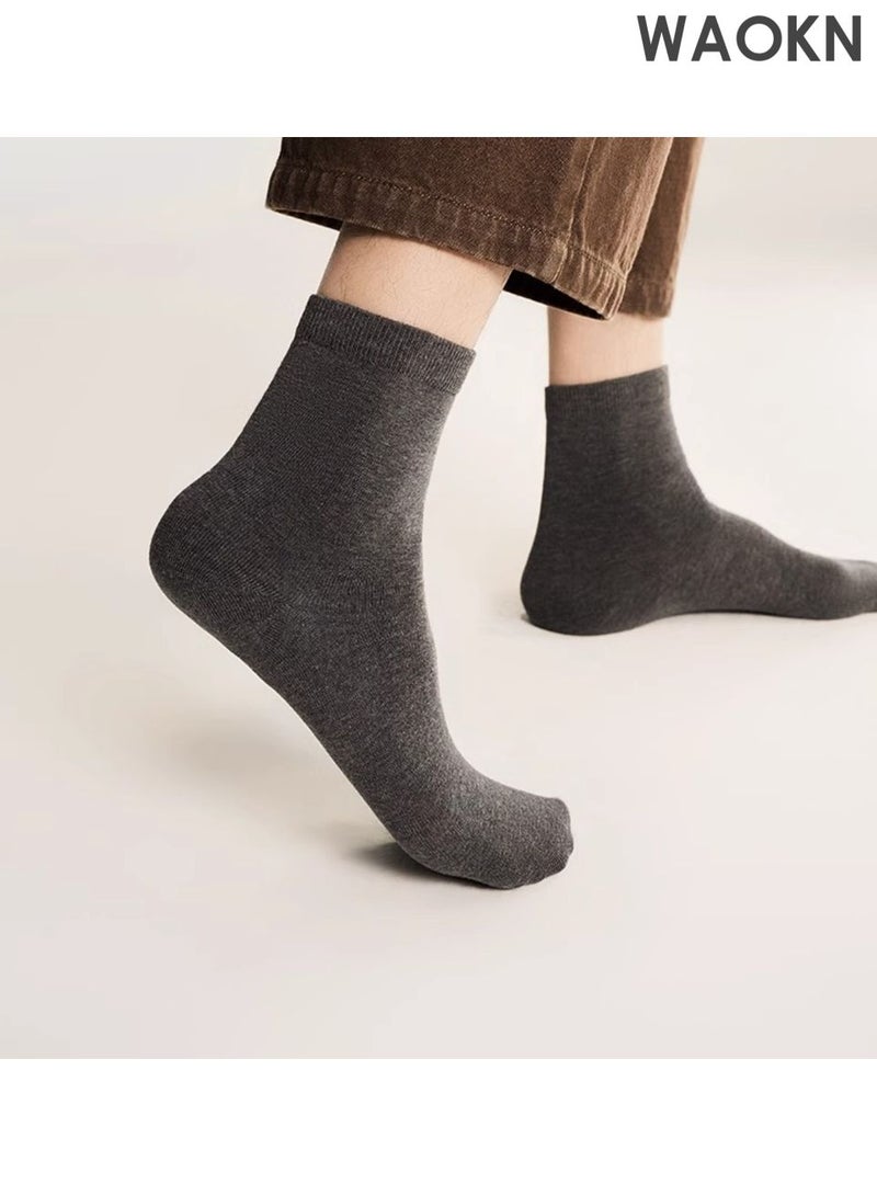 WAOKN Pure cotton solid color socks, quick drying and sweat absorbing socks that do not stuffy the feet, antibacterial and deodorizing mid tube socks, boneless sock head design that does not hurt the feet, anti slip and foot sticking, suitable for business, leisure, sports and other occasions. - Image 4