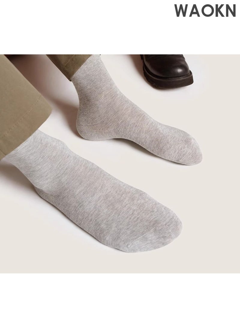 WAOKN Pure cotton solid color socks, quick drying and sweat absorbing socks that do not stuffy the feet, antibacterial and deodorizing mid tube socks, boneless sock head design that does not hurt the feet, anti slip and foot sticking, suitable for business, leisure, sports and other occasions. - Image 3
