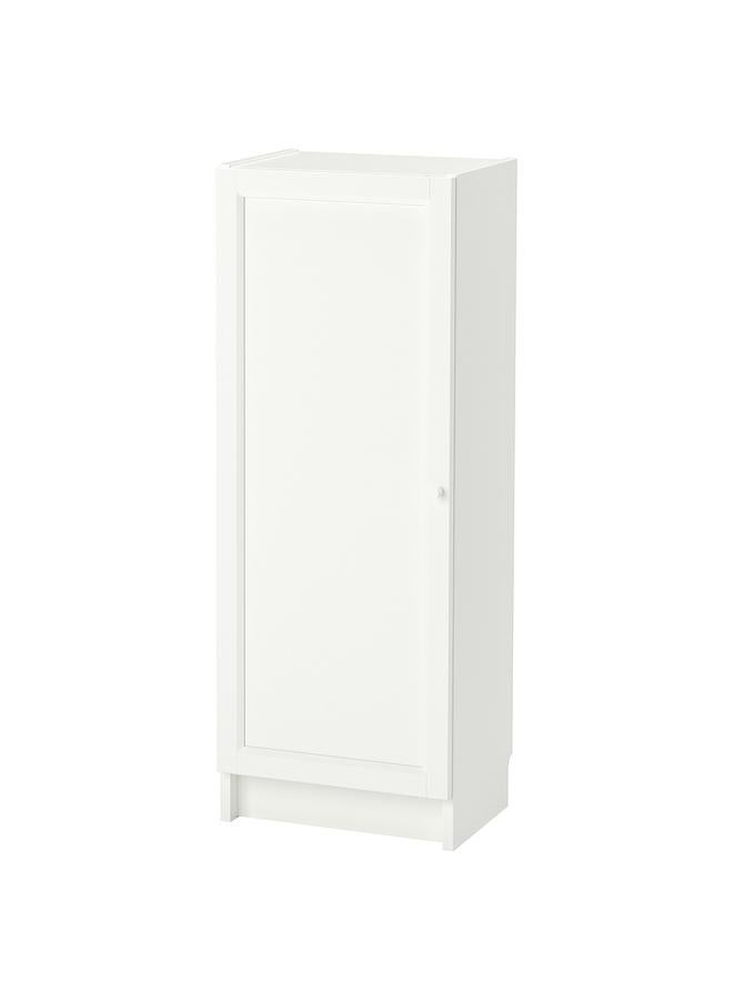 زبون مكتبة مع باب، أبيض، 40X30X106 سم - Image 1