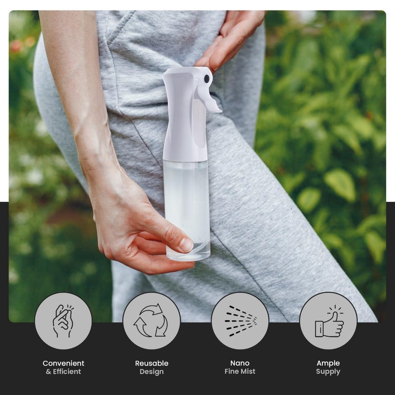 VIGOR PATH Continuous Spray Bottle â€“ Fine Mist Mister Spray Bottle for Hair, Plants, Cleaning, Pets & Travel | Refillable Water Spray Bottles (200ml / 6.7oz) Clear - Image 2