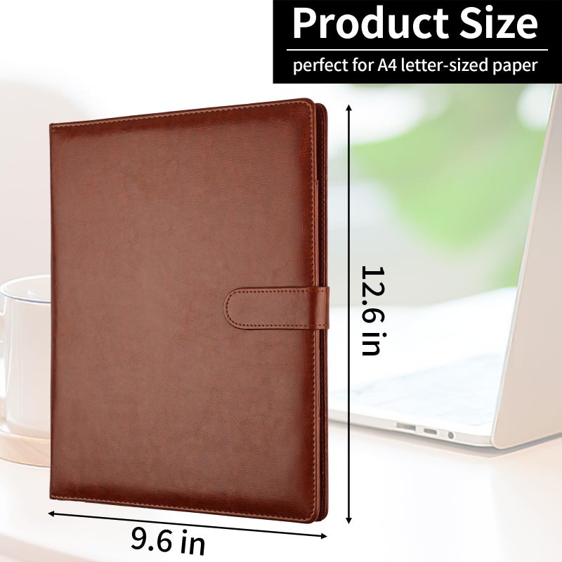 MOWPOG Professional Padfolio with Clipboard, Faux Leather Portfolio Folder Binder, Legal Pad Holder for A4 Letter Size Notepad, Resume, Writing Pad, Ideal Organizer for Business Office Conference (Brown) - Image 2