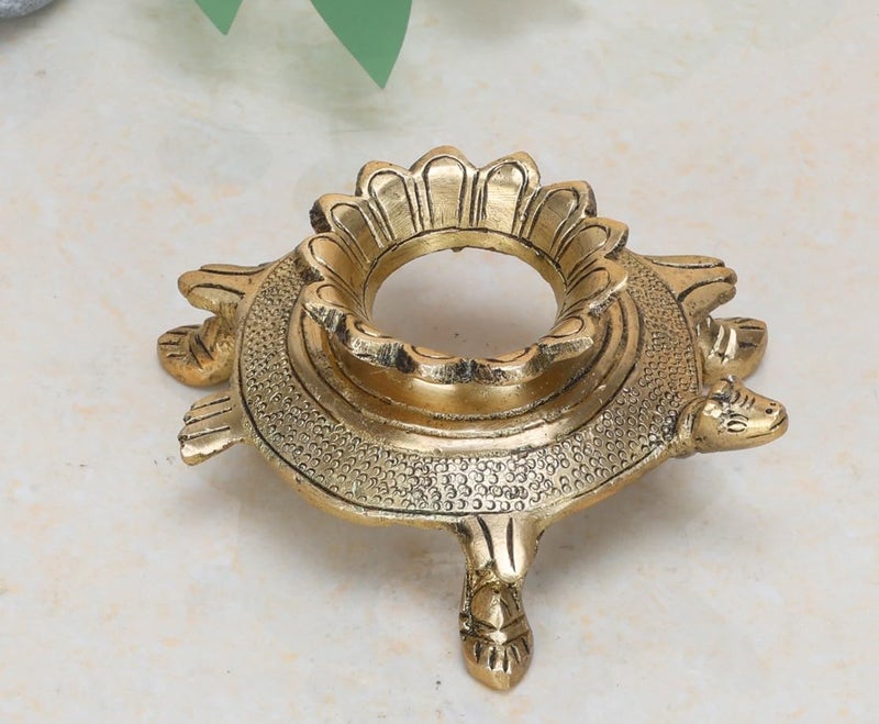 ARTVARKO Pure Brass Shankh Stand with Tortoise Conch Holder for Home Office Temple Prosperity (LxBxH-11x9x5 cm) - Image 1