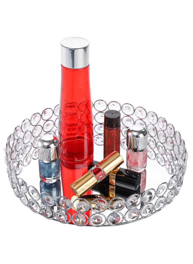 Hedume Hedume Mirrored Crystal Vanity Tray 10 Inches Crystal Cosmetic Makeup Tray Ornate Decorative Tray for Perfume Jewelry and Makeup 