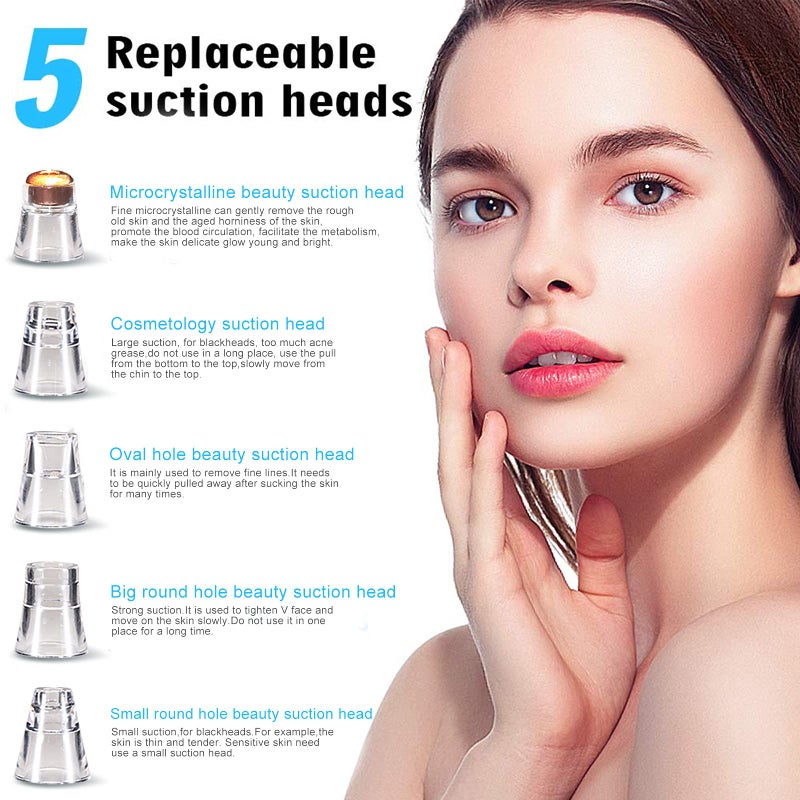 DIYthinker Blackhead Remover Pore Vacuum Cleaner - Upgraded Facial Pore Cleaner - Electric USB Pore Vacuum with 5 Probes - Upgraded Blackhead Suction Tool - Blackhead Remover Kit - Image 4