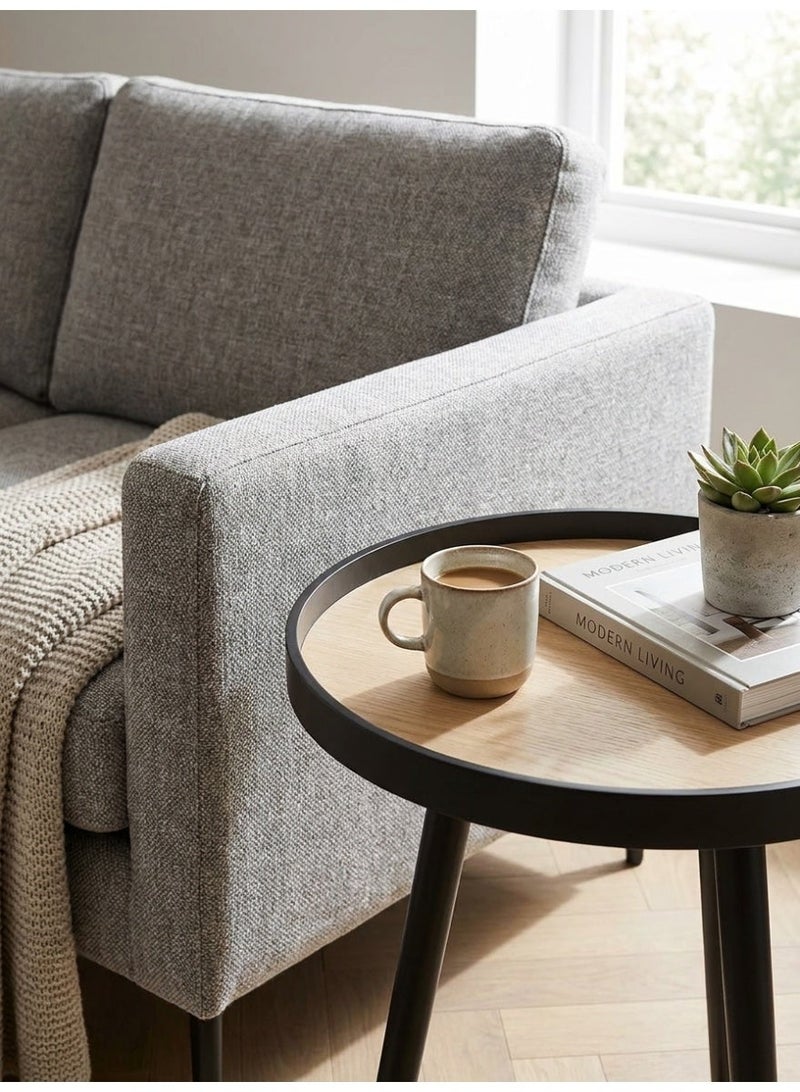 Living Modern beige wooden table, with black iron legs, 41X50 cm. - Image 3