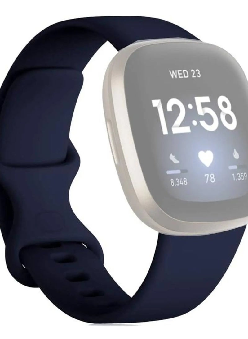 ديفيا 347344-BL Deluxe Series Sport Silicone Watch Band for Fitbit Versa 3 - Dark Blue - Image 1