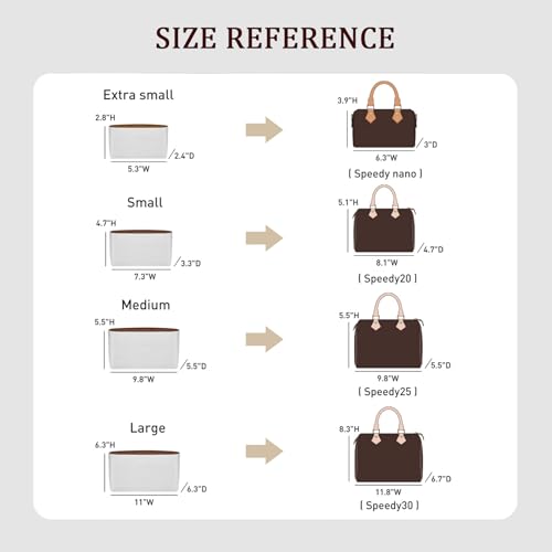 OAikor Purse Organizer Insert Compatible with lv Speedy 25/Monogram Bags and More, Light Waterproof Dupont Paper Bag Insert Shaper Protector for Women Tote Handbags, 11 Pockets with Zip(White&Brown,M) - Image 2