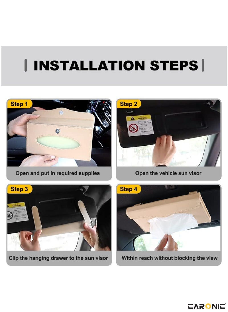 Car Sun Visor Tissue Box PU Leather Napkin Paper Cover Case Beige - pzsku/Z8B8ABA120A5065DD2911Z/45/_/1707814140/3f289b43-8ac6-49db-a8a0-7e67d4c65f6e