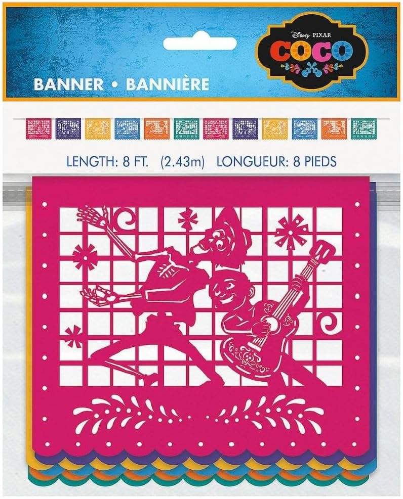 Unique Disney Coco Party Block Banner 8 Ft  Multicolor Paper Perfect for Celebrations  1 Pc - Image 1