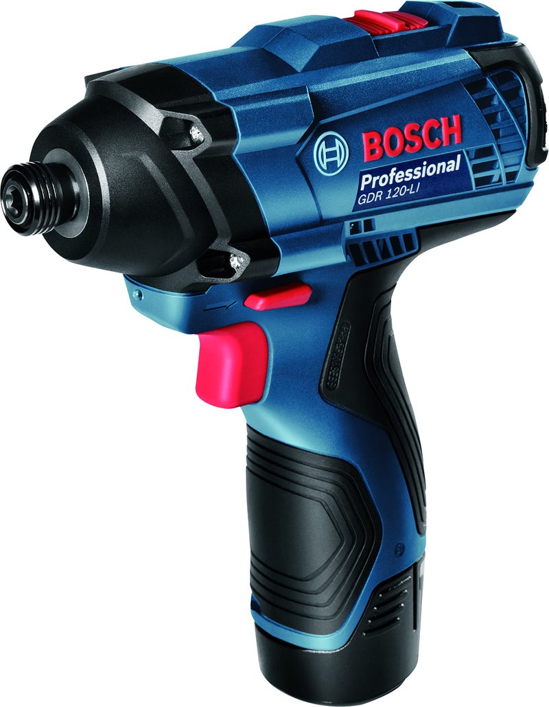 Bosch GDR 120-LI Cordless Impact Driver/Wrench, No-load speed (1st & 2nd level): 0-1300, 2,600 rpm, 100 Nm, 1/4'' Hex, Soft Grip, 1.1 kg + 2 x battery GBA 12V 2.0Ah, Charger GAL12-40, 1 Yr Warranty - Image 2