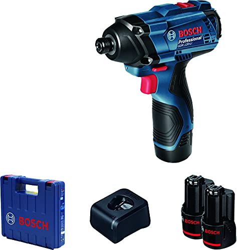Bosch GDR 120-LI Cordless Impact Driver/Wrench, No-load speed (1st & 2nd level): 0-1300, 2,600 rpm, 100 Nm, 1/4'' Hex, Soft Grip, 1.1 kg + 2 x battery GBA 12V 2.0Ah, Charger GAL12-40, 1 Yr Warranty - Image 1
