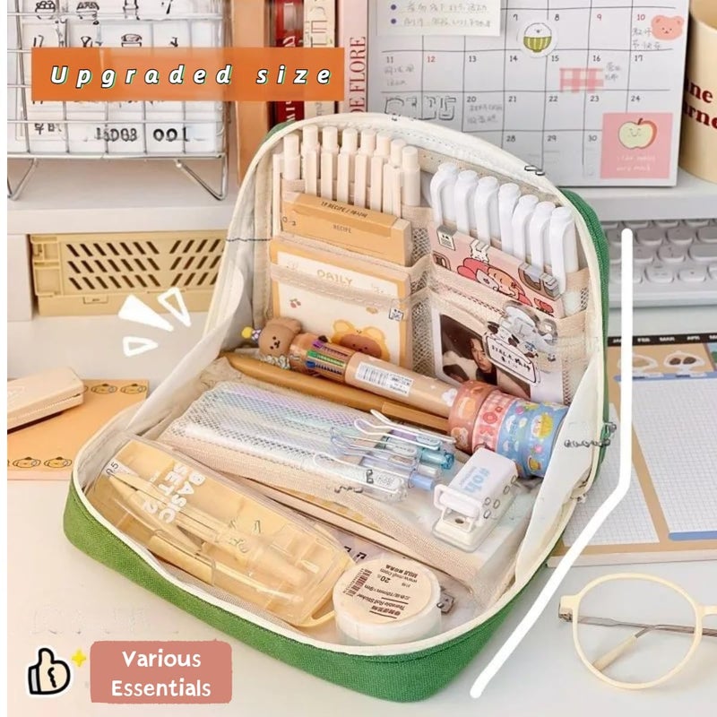 Fcteap Pencil Case Pouch Box Cute Kawaii Large Capacity Aesthetic Zipper Pen Holder Organizer Bag for Office Workspace Supplies Desk Accessories Travel (Light Pink) - Image 5