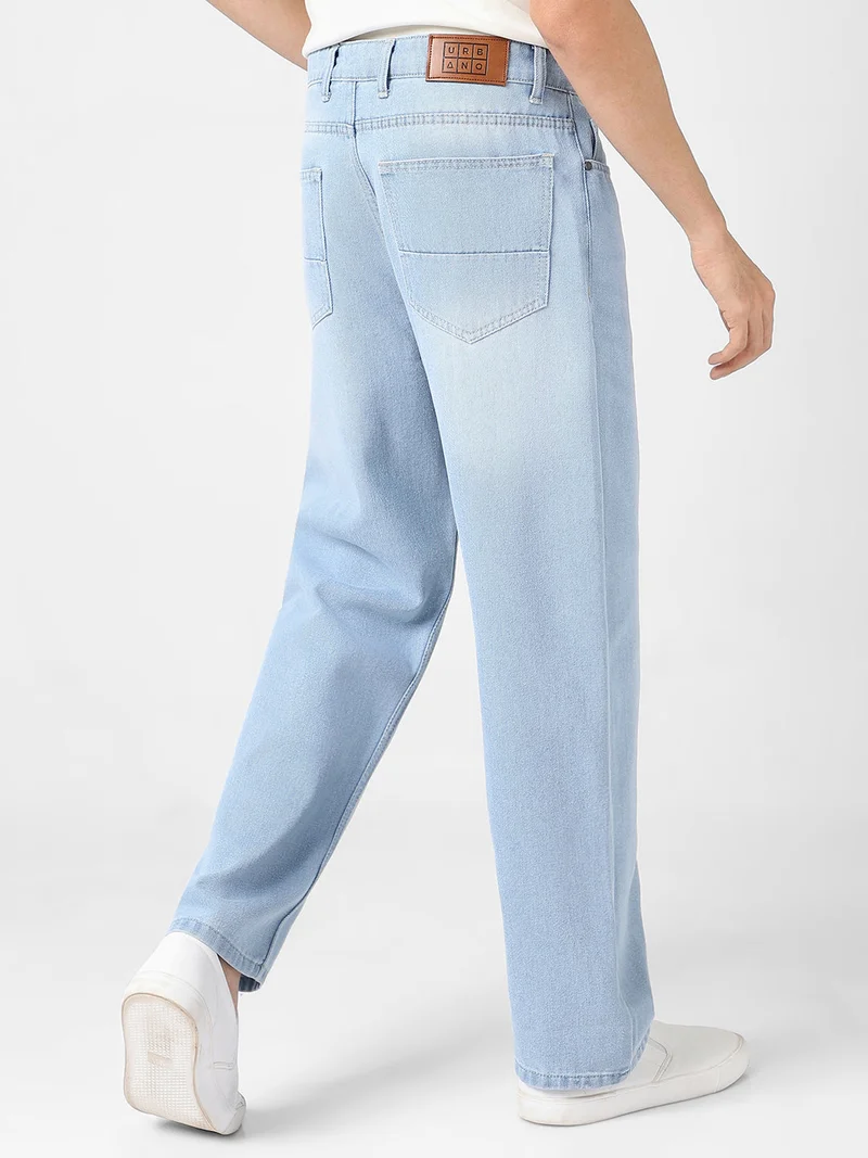 Urbano Fashion  Urbano Fashion Men's Ice Blue Loose Baggy Fit Washed Jeans Non-Stretchable for Men | Best Price UAE
