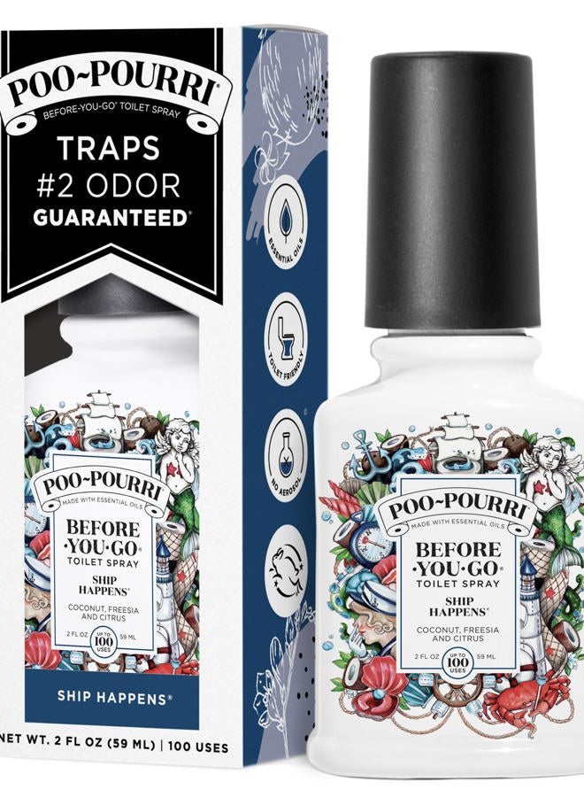 Jawzrsize Before-You-Go Toilet Spray, Ship Happens, 2 Fl Oz - Coconut, Freesia and Citrus - Image 1