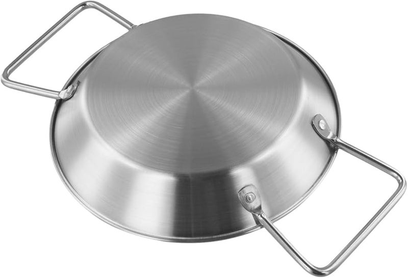 18CM Stainless Steel Paella Pot Flat Bottom Oven Safe Induction Cooktop Mirror Polished - Image 4