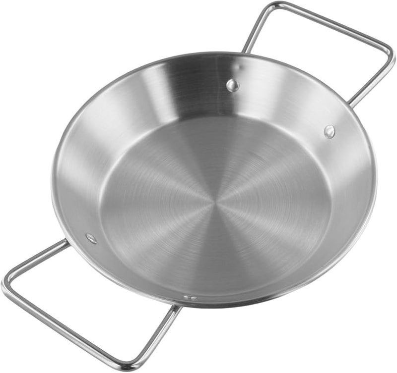 18CM Stainless Steel Paella Pot Flat Bottom Oven Safe Induction Cooktop Mirror Polished - Image 5
