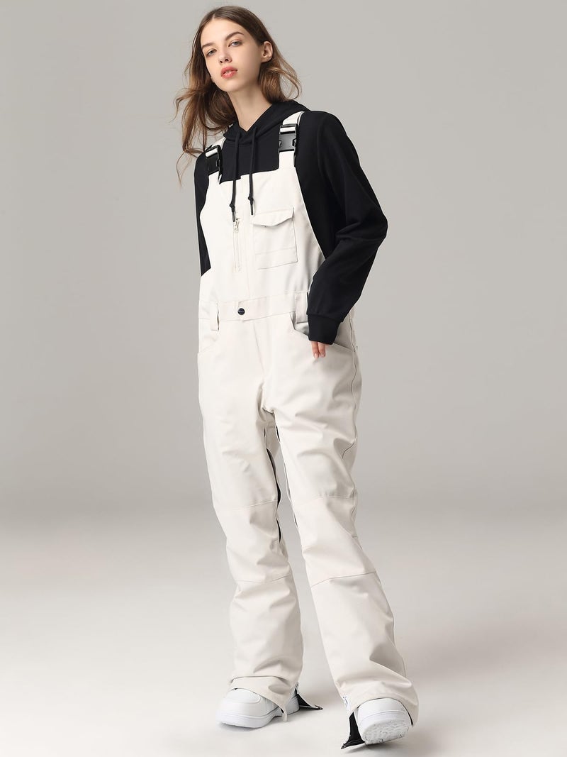 SEARIPE Winter Snow Bibs Overalls,Waterproof Snowboard Overalls Pant Adjustable Outdoor Ripstop Snowboard Pant for Women(White,S) - Image 4
