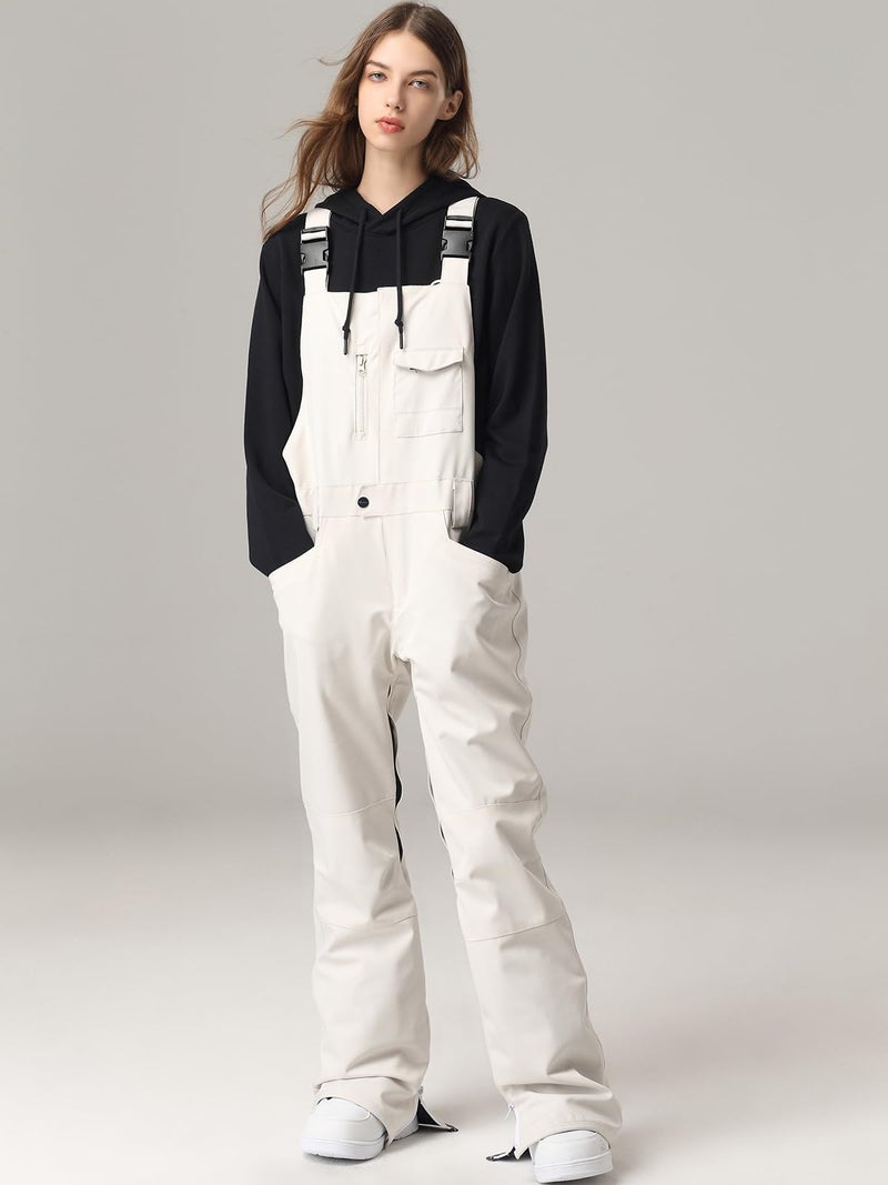 SEARIPE Winter Snow Bibs Overalls,Waterproof Snowboard Overalls Pant Adjustable Outdoor Ripstop Snowboard Pant for Women(White,S) - Image 2