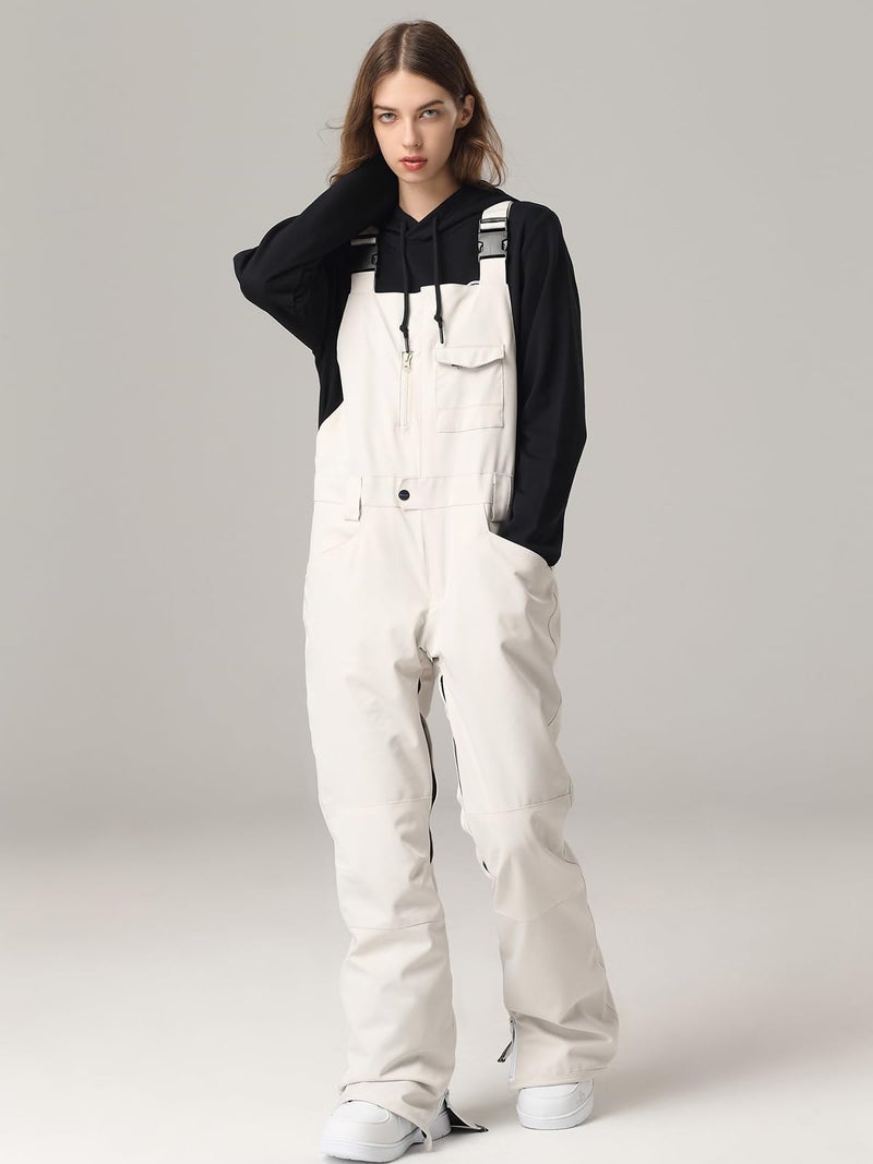 SEARIPE Winter Snow Bibs Overalls,Waterproof Snowboard Overalls Pant Adjustable Outdoor Ripstop Snowboard Pant for Women(White,S) - Image 3