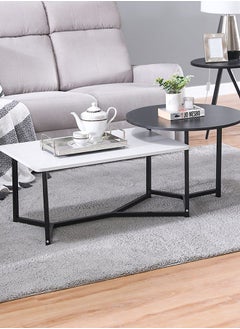 Davide Coffee Table Multifunctional Center Table Round/Rectangular Modern Furniture For Living Room White/Black 60x125x50 cm