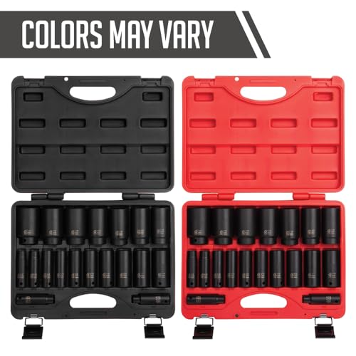 SUNEX TOOLS 2641, 1/2 Inch Drive Deep Impact Socket Set, 19-Piece, SAE, 3/8" - 1-1/2", Cr-Mo Alloy Steel, Radius Corner Design, Dual Size Markings, Heavy Duty Storage Case - Image 5