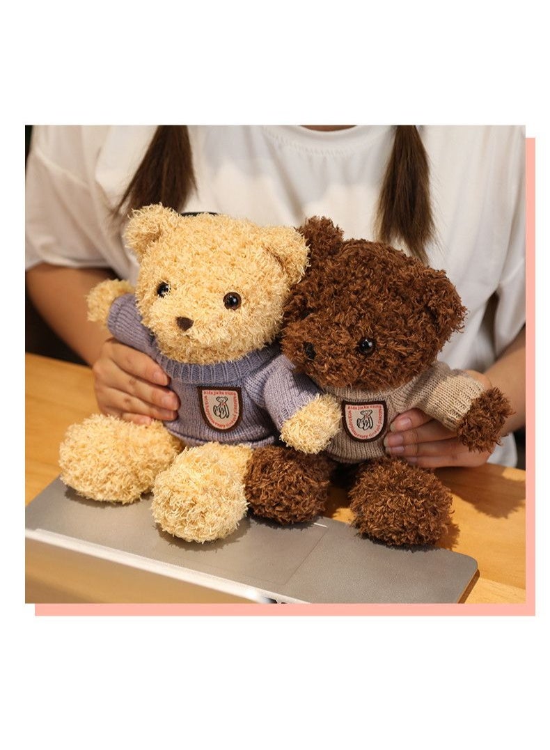 Yalla Pick 2Pcs 30Cm Teddy Bear Set, Soft Plush Stuffed Animals in Light and Dark Brown, Cute Pair for Home Decor, Kids Play, and as a Charming Gift - Image 5