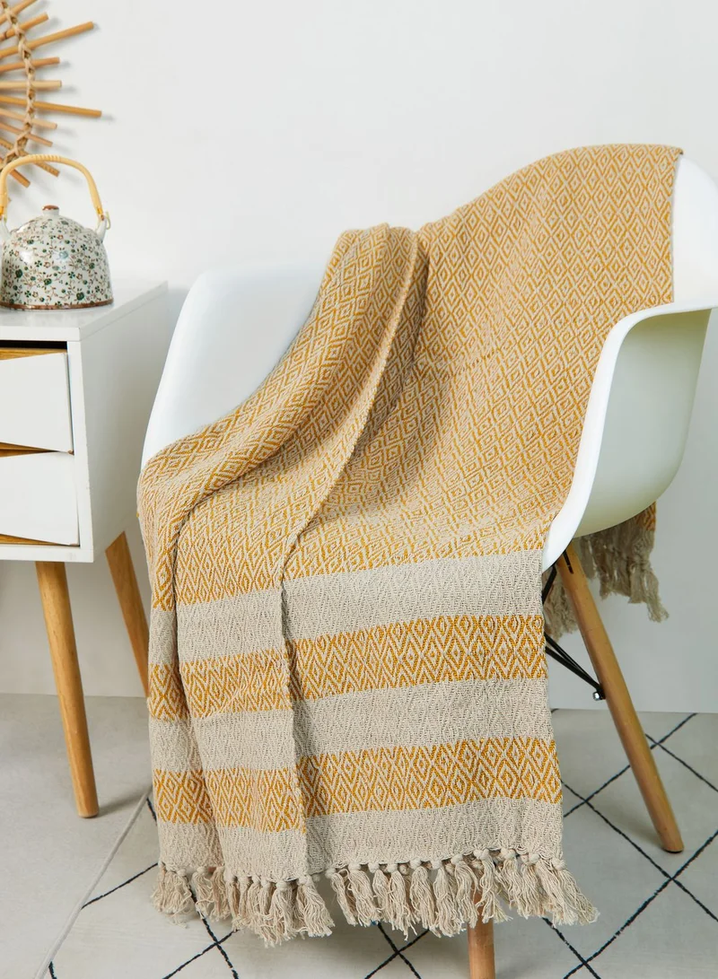 Sass & Belle Yellow Scandi Boho Blanket Throw