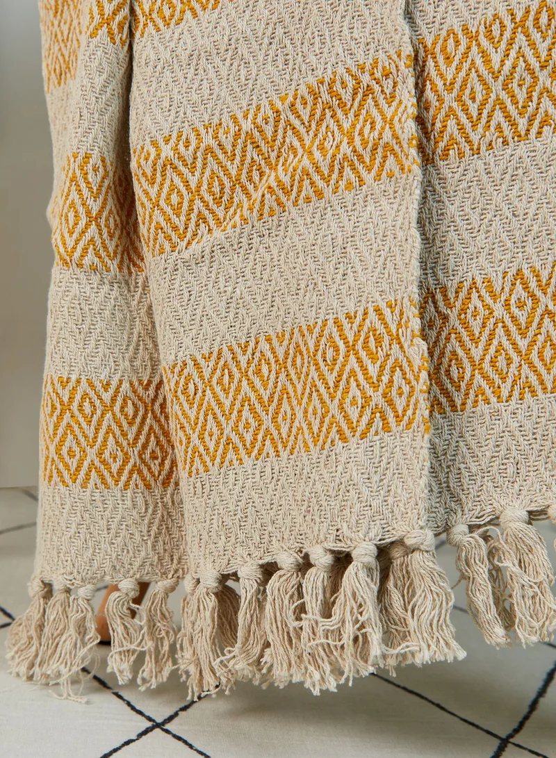 Sass & Belle Yellow Scandi Boho Blanket Throw