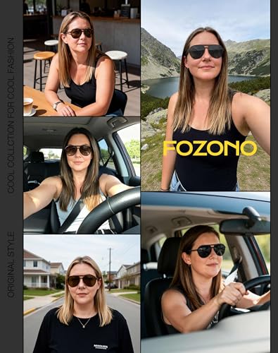 Fozono Retro Aviator Sunglasses Women Men Classic Trendy Vintage Double Bridge Aviators Sun Glasses UV Protection Clear Green Frame/Gradient Pink Lens - Image 4