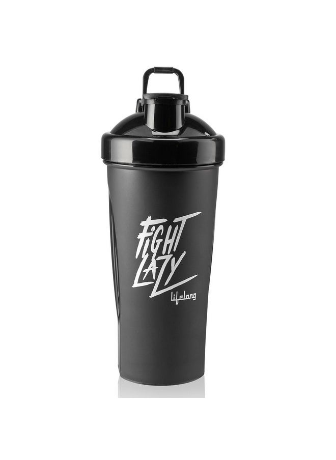 Lifelong Protein Shaker|100% Leakproof Stylish Protein Shaker Bottle|Sipper Bottle|Gym Bottle For Protein- 700Ml (Llshb04, Black) |Plastic  - Image 1