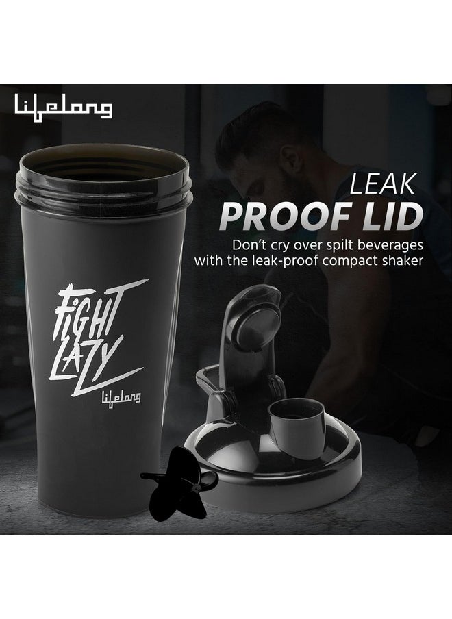 Lifelong Protein Shaker|100% Leakproof Stylish Protein Shaker Bottle|Sipper Bottle|Gym Bottle For Protein- 700Ml (Llshb04, Black) |Plastic  - Image 2