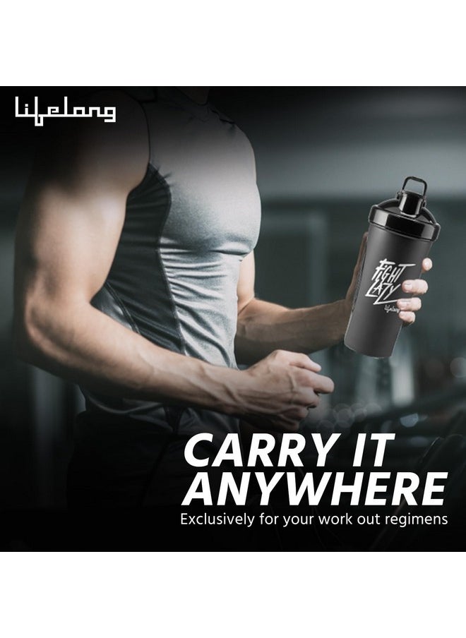 Lifelong Protein Shaker|100% Leakproof Stylish Protein Shaker Bottle|Sipper Bottle|Gym Bottle For Protein- 700Ml (Llshb04, Black) |Plastic  - Image 4