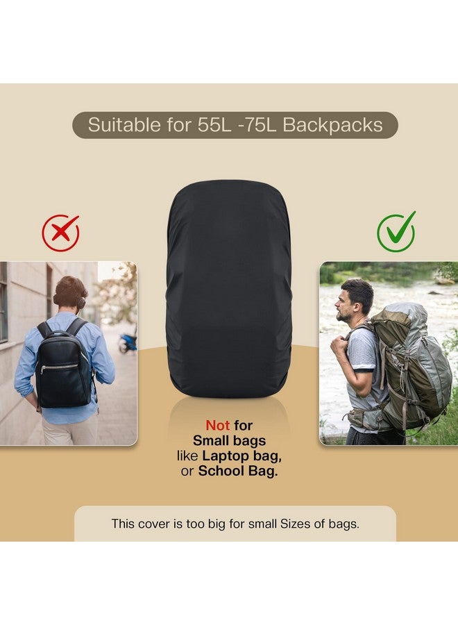 MUTMAIN Waterproof 55L to 75L Rain Cover for Rucksack Backpack Bag, Suitable Bags Cover for Hiking, Camping & Trakking XL Bag, Two Side Adjustable Buckle and Elastic Protect from Rain and dust, Black - Image 3