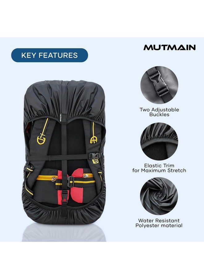 MUTMAIN Waterproof 55L to 75L Rain Cover for Rucksack Backpack Bag, Suitable Bags Cover for Hiking, Camping & Trakking XL Bag, Two Side Adjustable Buckle and Elastic Protect from Rain and dust, Black - Image 2