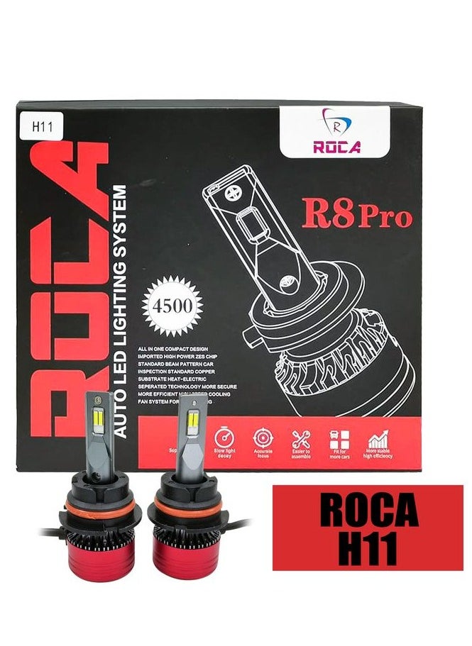 Roca - Roca R8Pro LED Head light System Model H11 4500 LM for Car Vehicles-2 Piece Set - Image 1