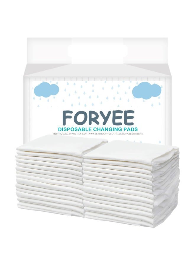 FORYEE Disposable Underpads 17 x 24 Inches (50 Pack) Incontinence Bed Pads Heavy Absorbent Soft Non-Woven Fabric Breathable - White - Image 1