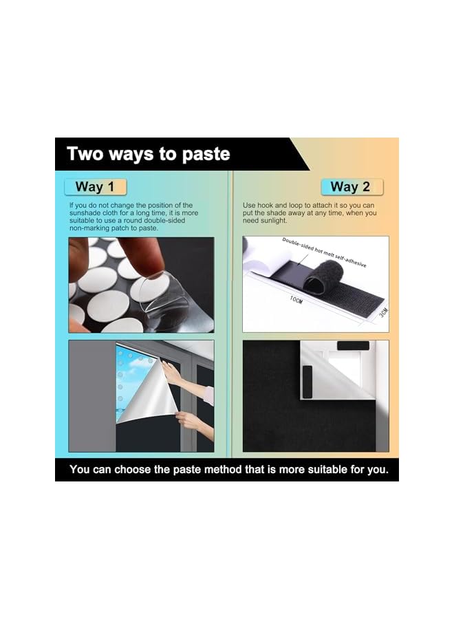 The Bros ستارة تعتيم 100%، 300×145 سم، ستائر تعتيم قابلة للصق، ستائر تعتيم مؤقتة محمولة، ستائر تعتيم، قابلة للقص لتناسب أي حجم أو شكل نافذة، بدون حفر، لغرفة النوم، حضانة، سفر - Image 4